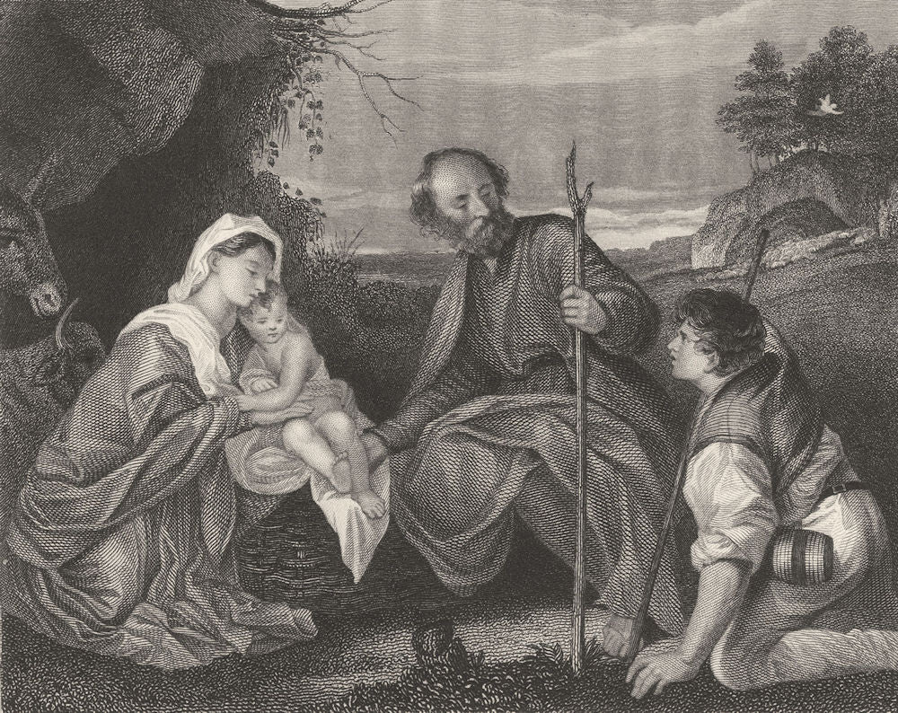 THE HOLY FAMILY WITH THE ADORATION OF THE SHEPHERDS. Titian (Titian)  1835